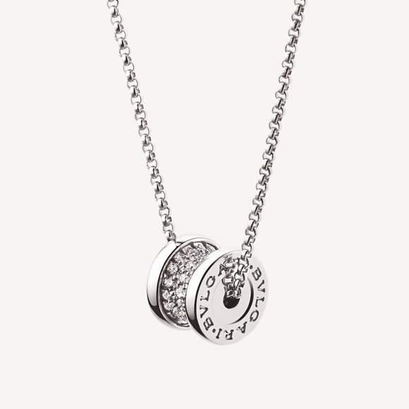 🧵BULGARI🧵B.zero1 18K White Gold Diamond Necklace - Picture 1 of 13